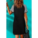 Black ROCK N ROLL Twist Knot Striped Short Sleeve Mini Dress