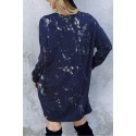 Blue WOMAN UP Bleached Tie-dye Long Sleeve Dress