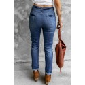 Blue Distressed Coffee Print Skinny Jeans