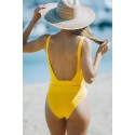 Yellow Fruit Heart-shaped Print Backless One-piece Swimsuit