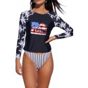 Black Flag Printed Raglan Sleeve Two-Piece Rash Guard Set