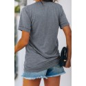 Gray Baseball Heart Print T Shirt