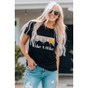 Black Take A Hike Graphic Printed Short Sleeve Top