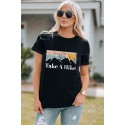 Black Take A Hike Graphic Printed Short Sleeve Top