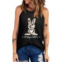 Black Happy Easter Bunny Distressed Tank